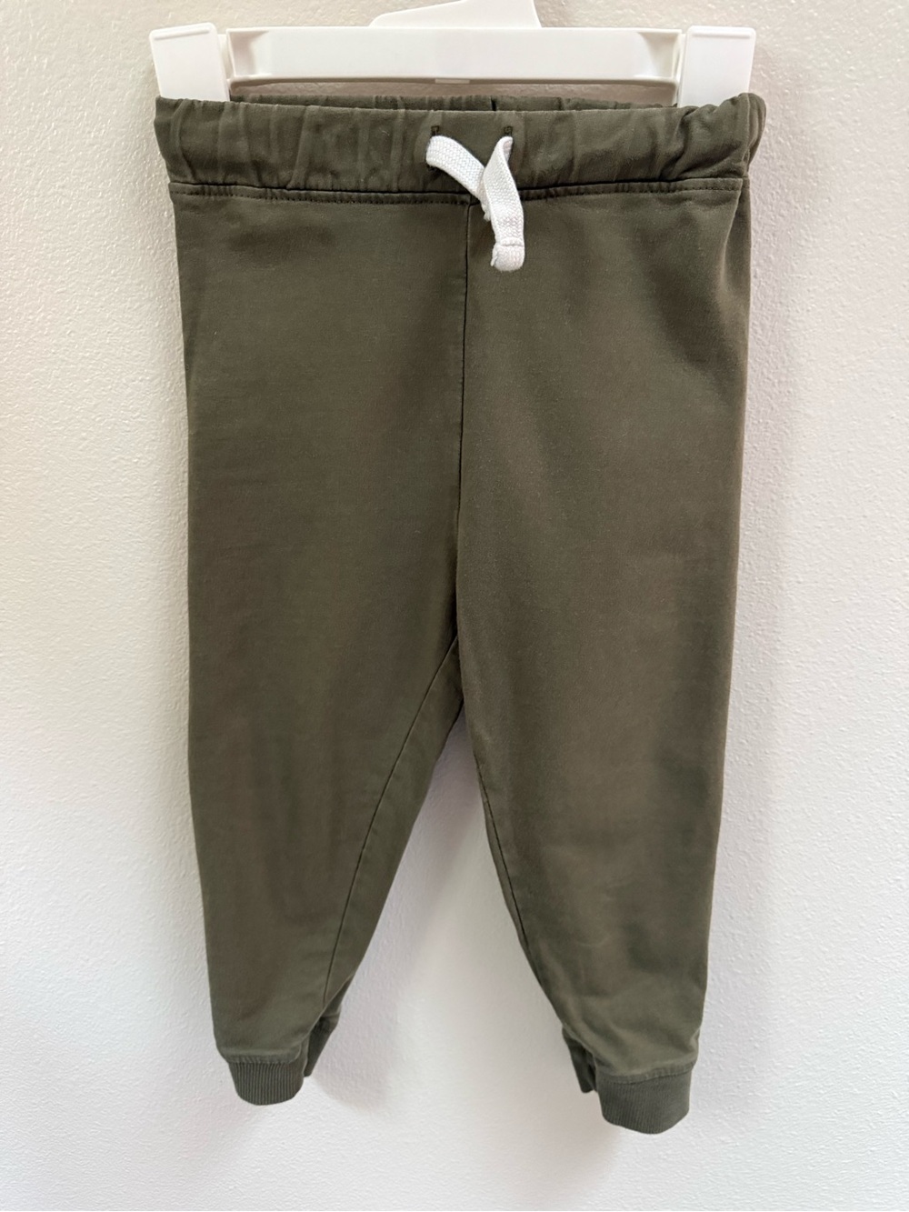 Kids Olive Green Pull-On Joggers with Drawstring